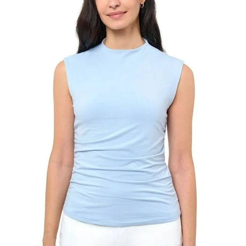 New Rebecca Minkoff Tank Top Women's Sz XL Ruched Mock Neck Stretch Sleeveless